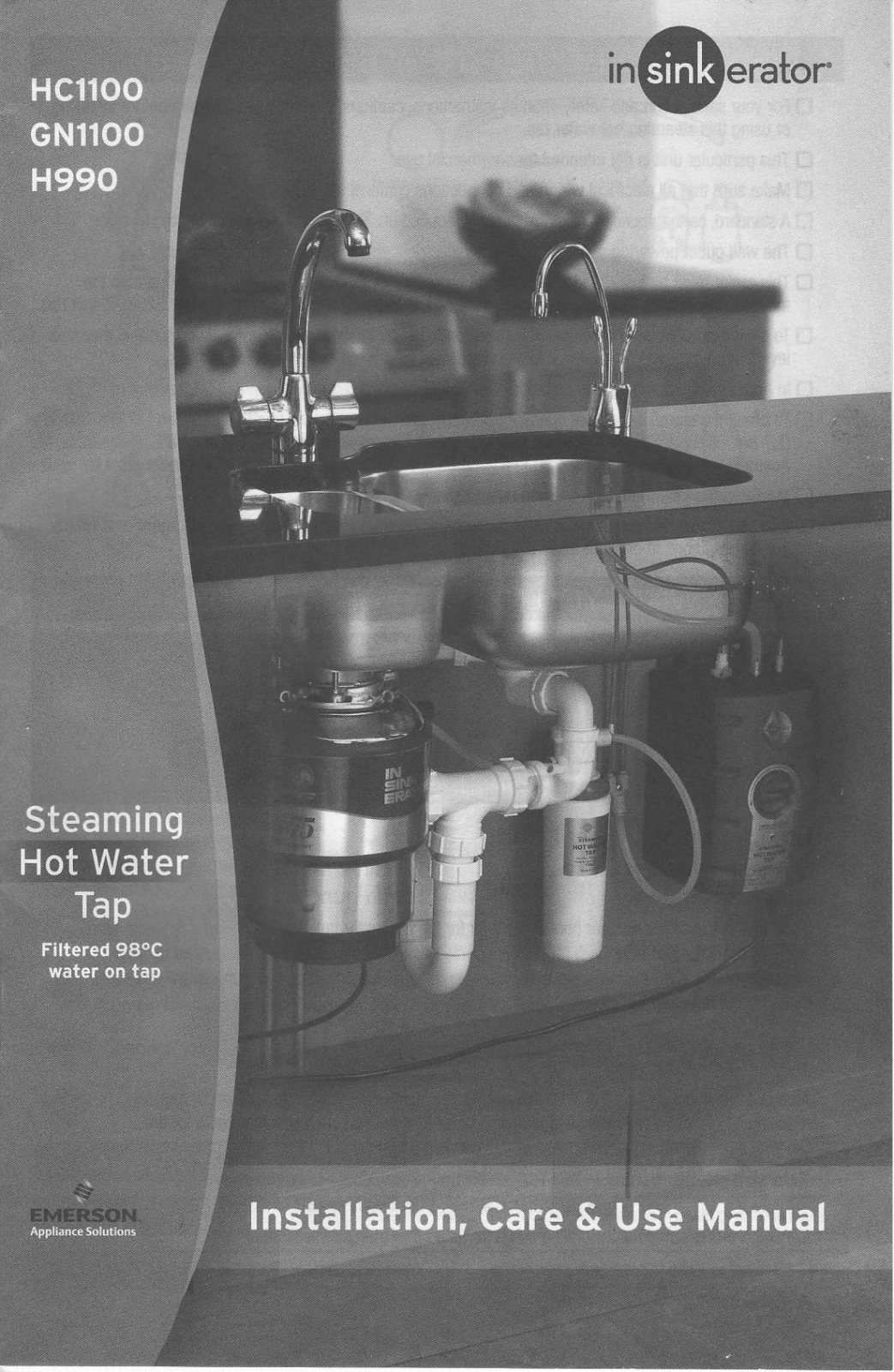 Emerson in sink erator HC1100, in sink erator GN1100, in sink erator H990 Installation, Care & Use Manual - ManualMachine.com