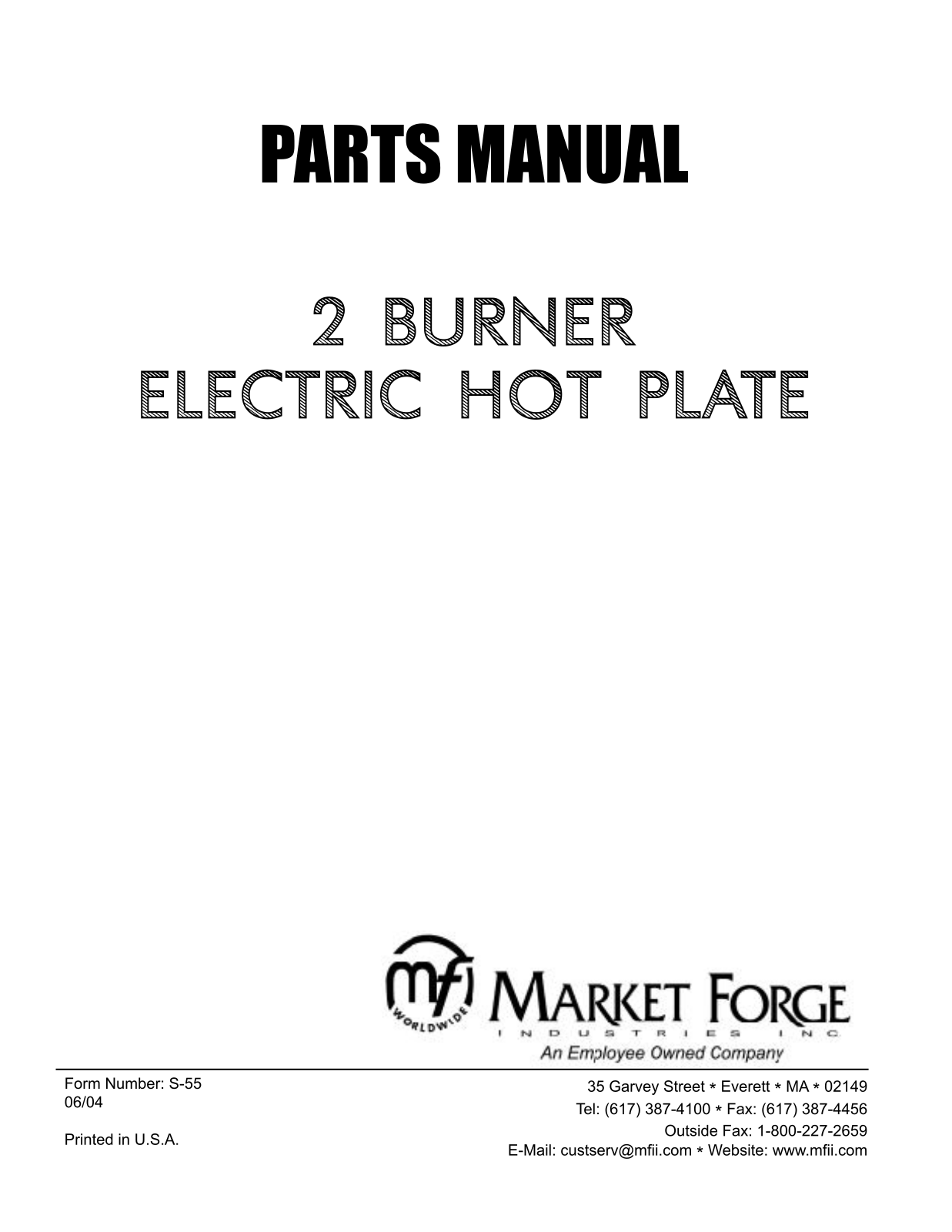 Market Forge M18-HPE, B91-1210E Parts List