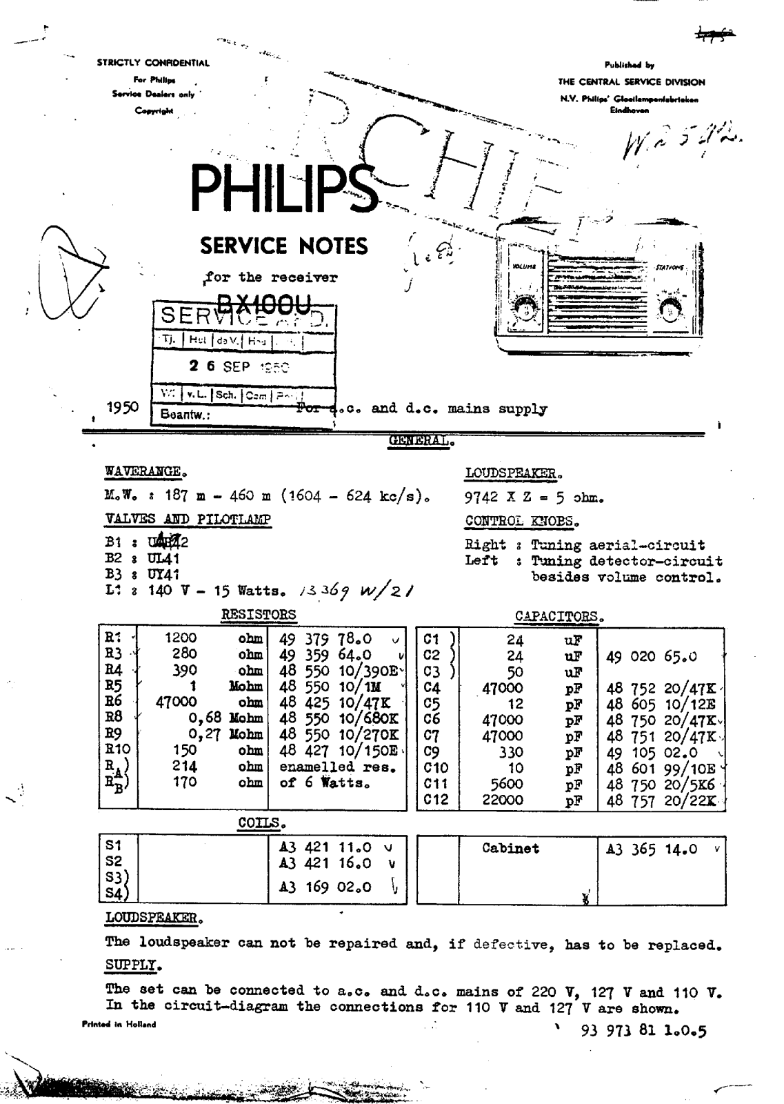 Philips BX-100-U Service Manual