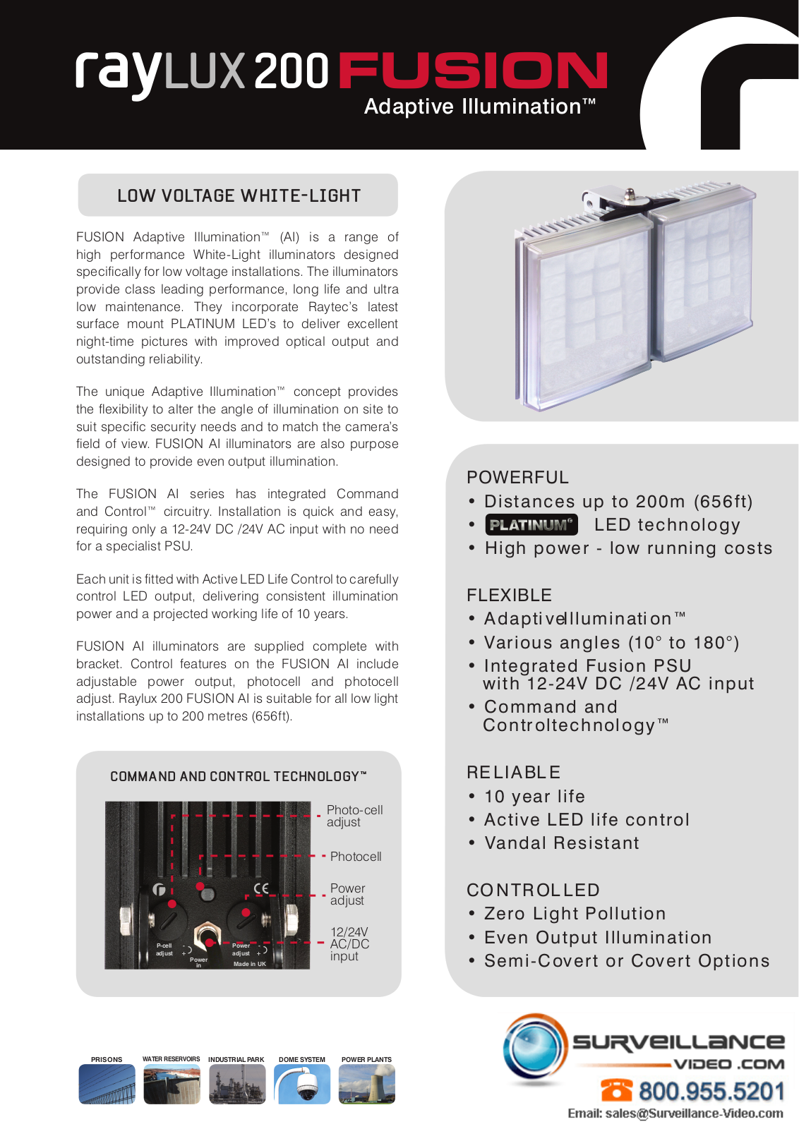 Raytec RL200-F-AI-120, RL200-F-AI-30, RL200-F-AI-50 Specsheet