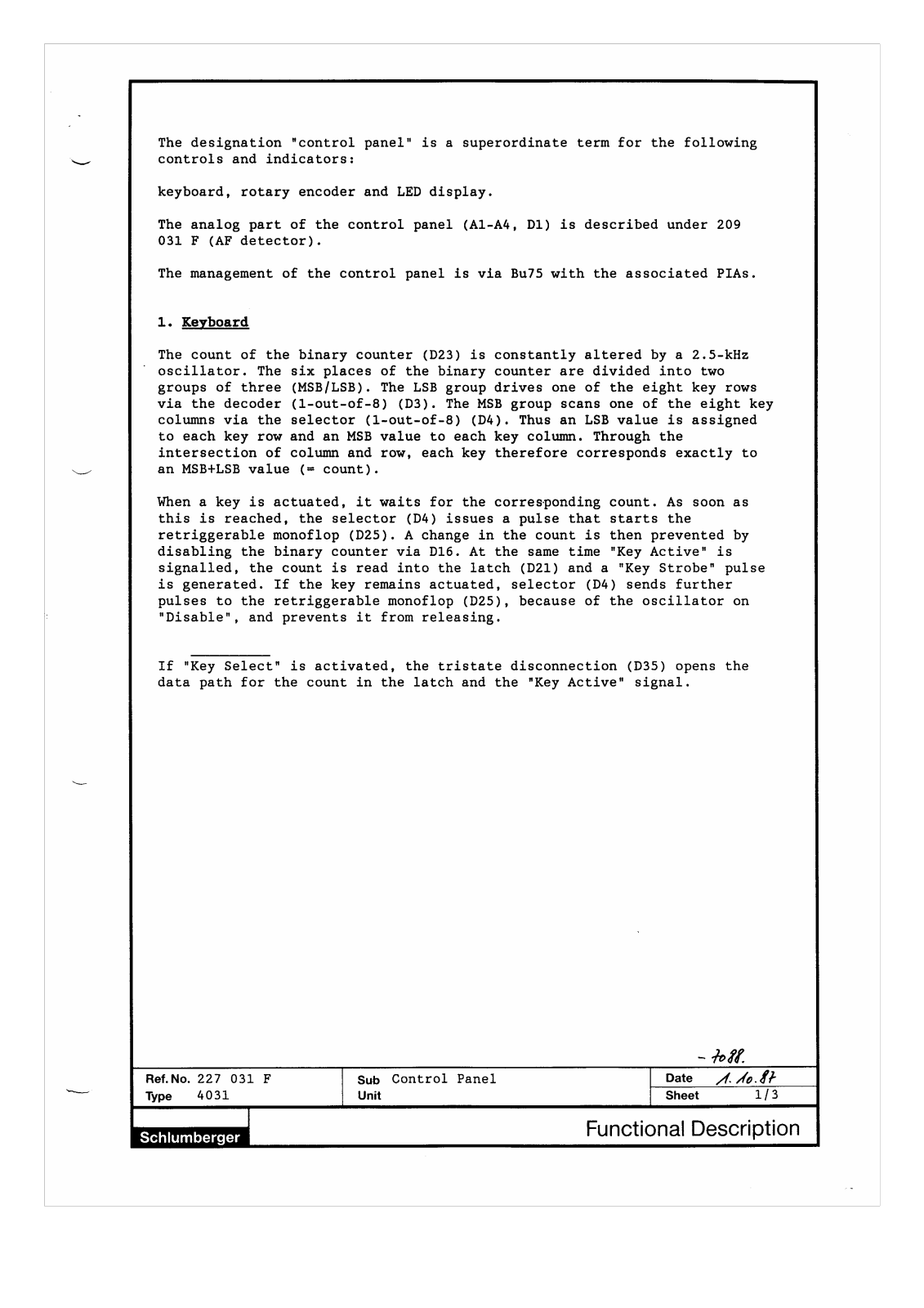 Schlumberger 4031 schematic