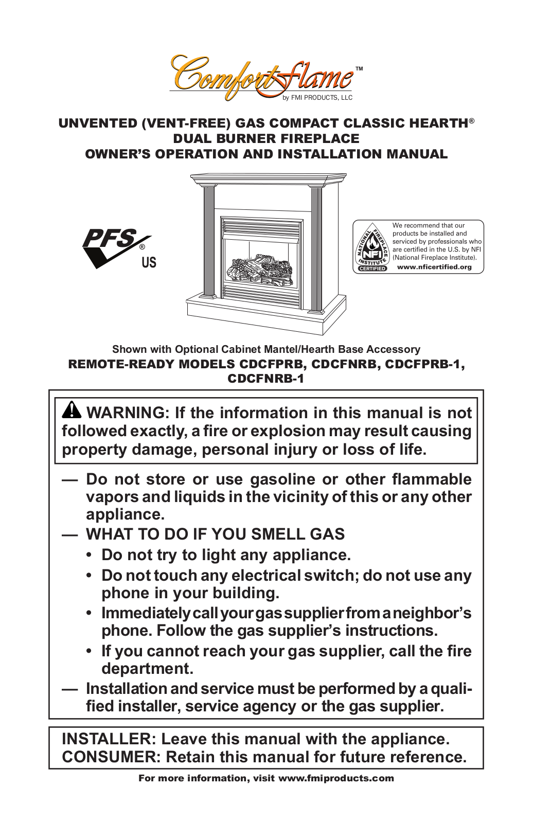 FMI CDCFPRB-1, CDCFNRB, CDCFNRB-1, CDCFPRB User Manual