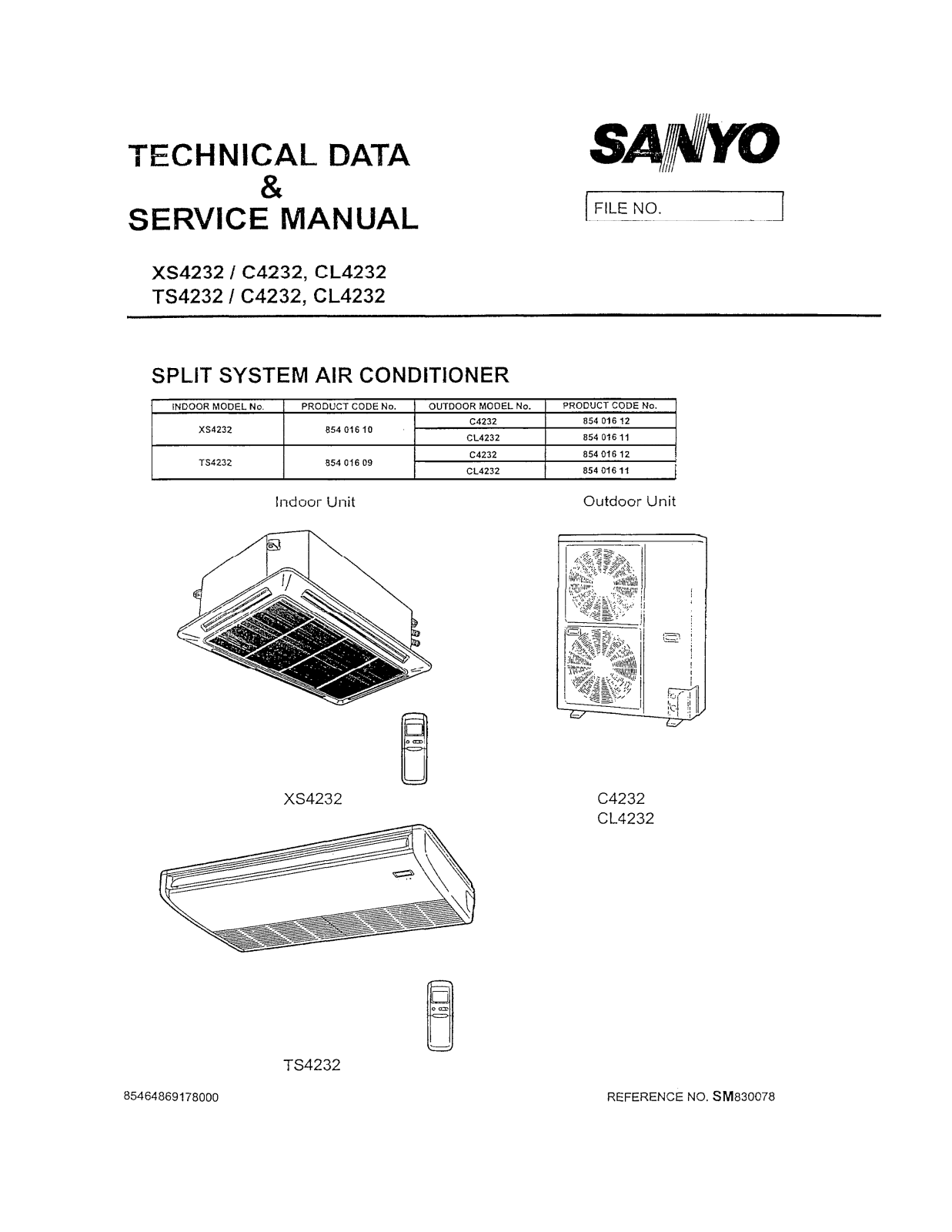Sanyo XS1232, TS4232 Service Manual
