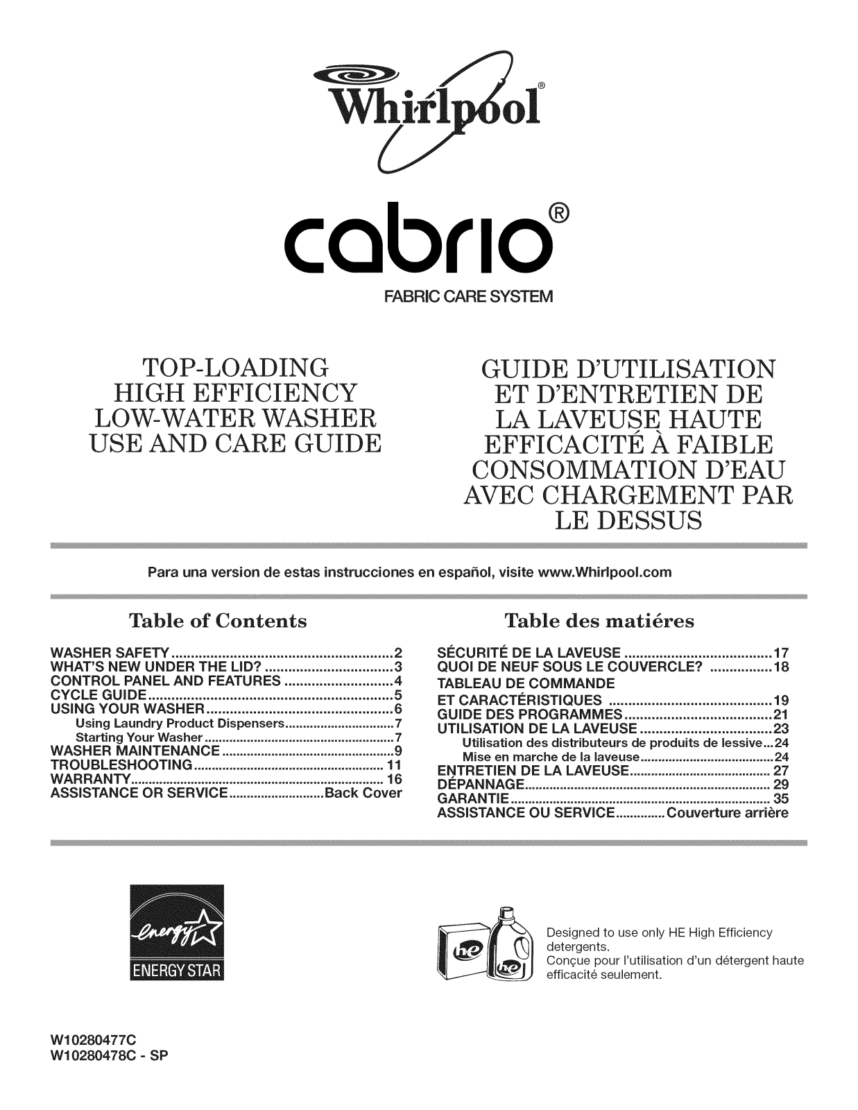 Whirlpool WTW5500XW1, WTW5550XW2, WTW5550XW1, WTW5550XW0, WTW5500XW2 Owner’s Manual