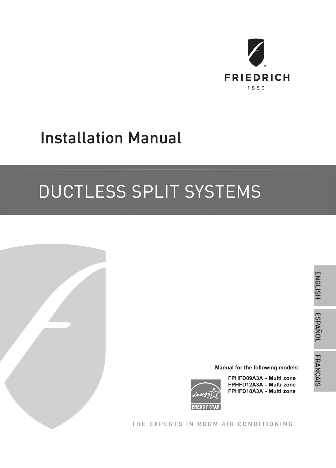 Friedrich FD36K2RPACK05 Installation manual