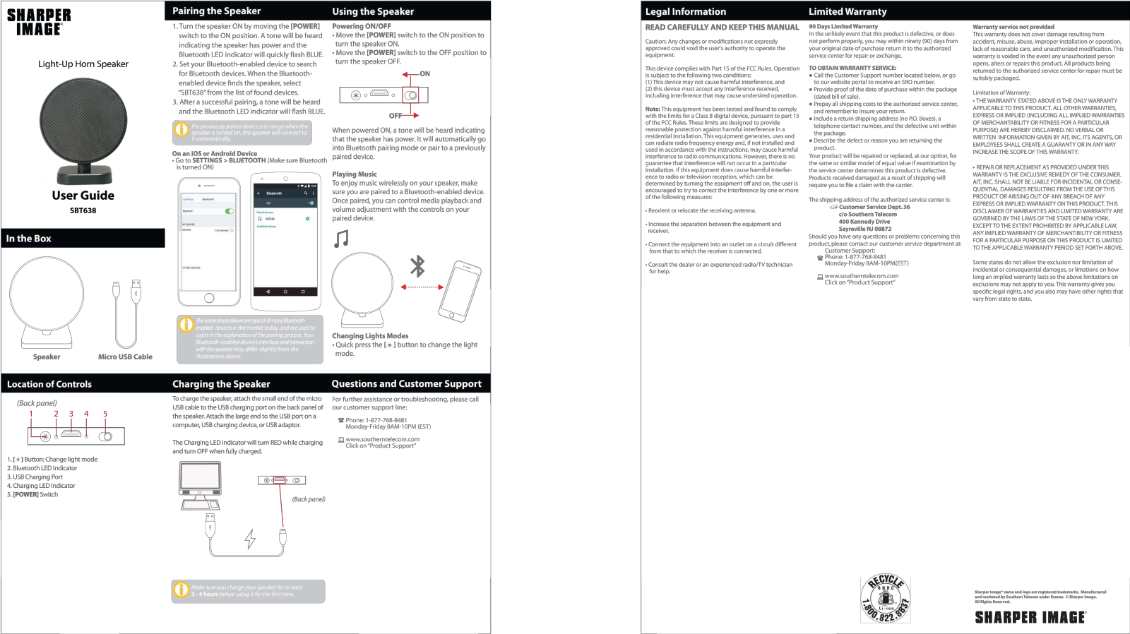 Sharper image SBT638 User Manual