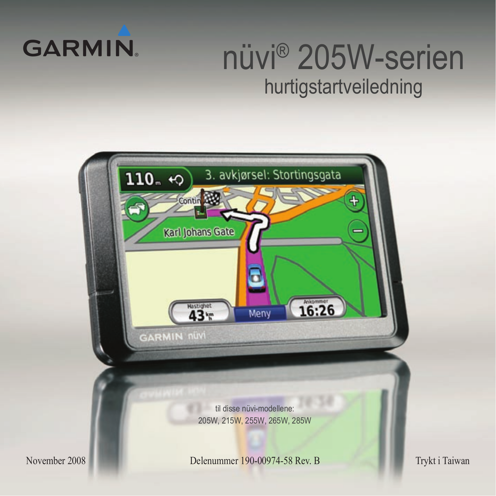 Garmin nüvi 255W, nüvi 215WT, nüvi 265WT, nüvi 205W Quick Start Guide