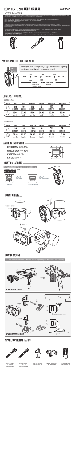 Giant TL 200 User Manual