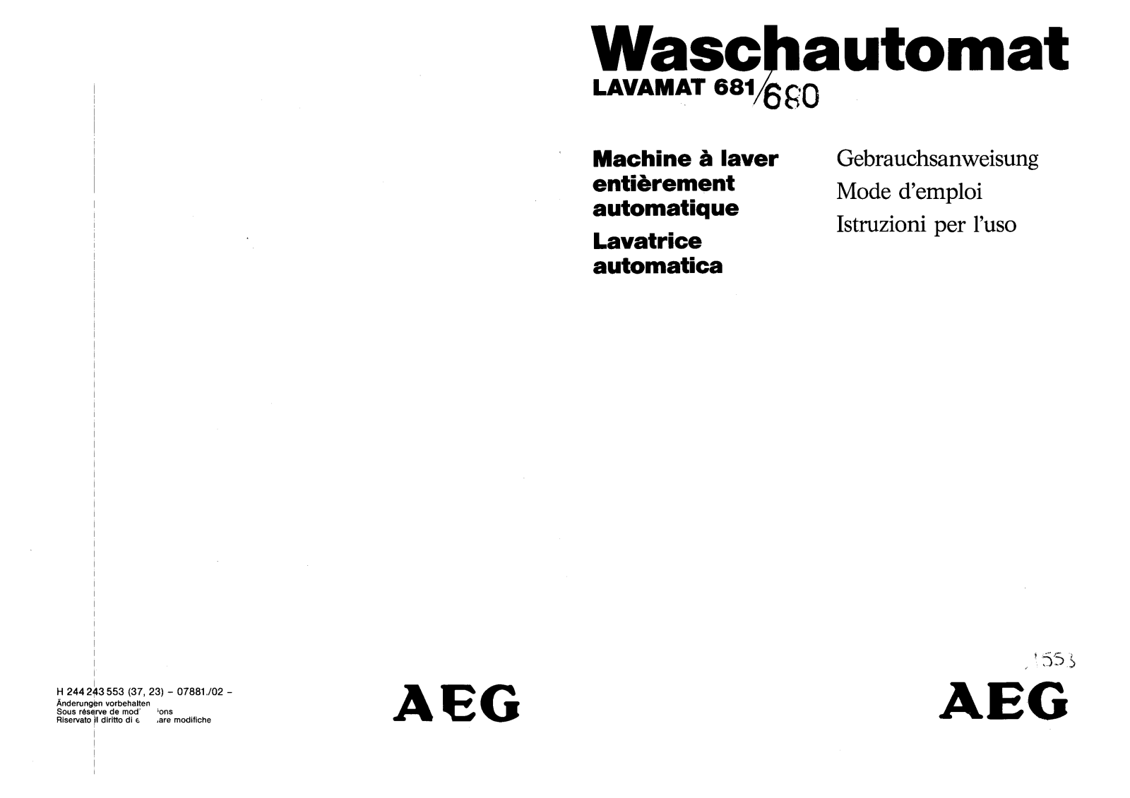 Aeg 681, 680 User Manual