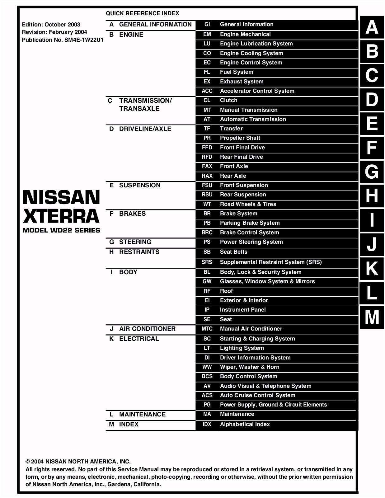 Nissan Xterra 2004 User Manual