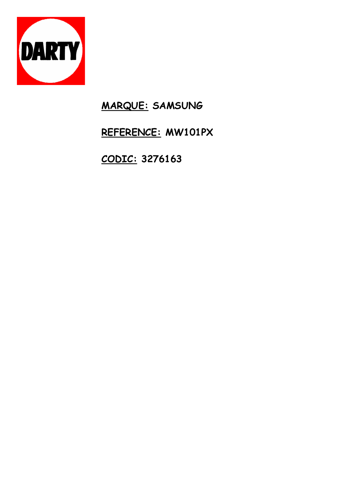 Samsung MW101PX User Manual