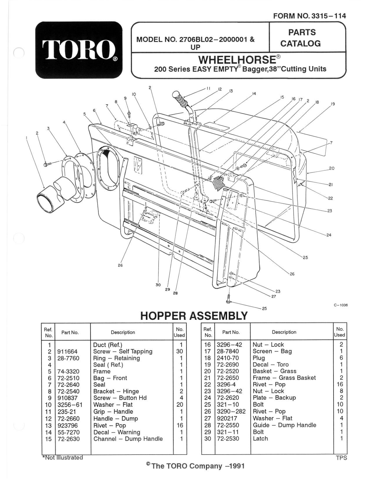 Toro 27-06BL02 Parts Catalogue