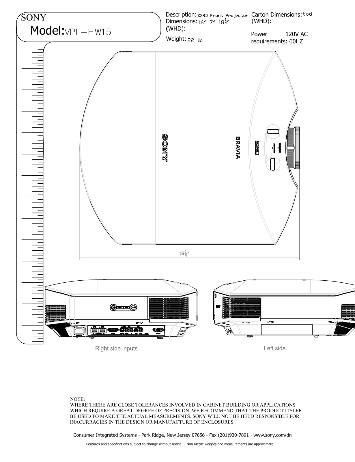 Sony VPL-HW15 Schematics