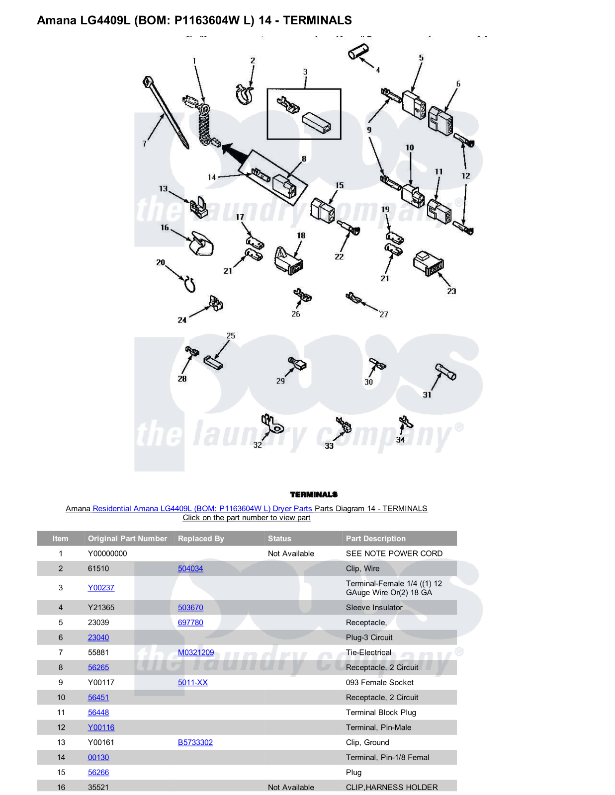 Amana LG4409L Parts Diagram