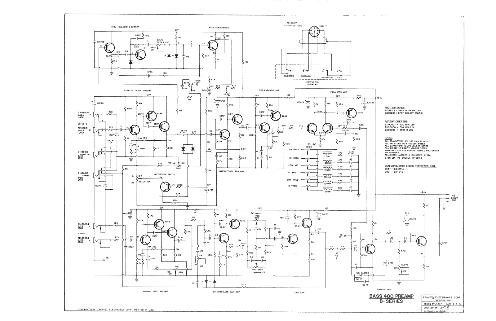 Peavey Bass 400 B Schematic