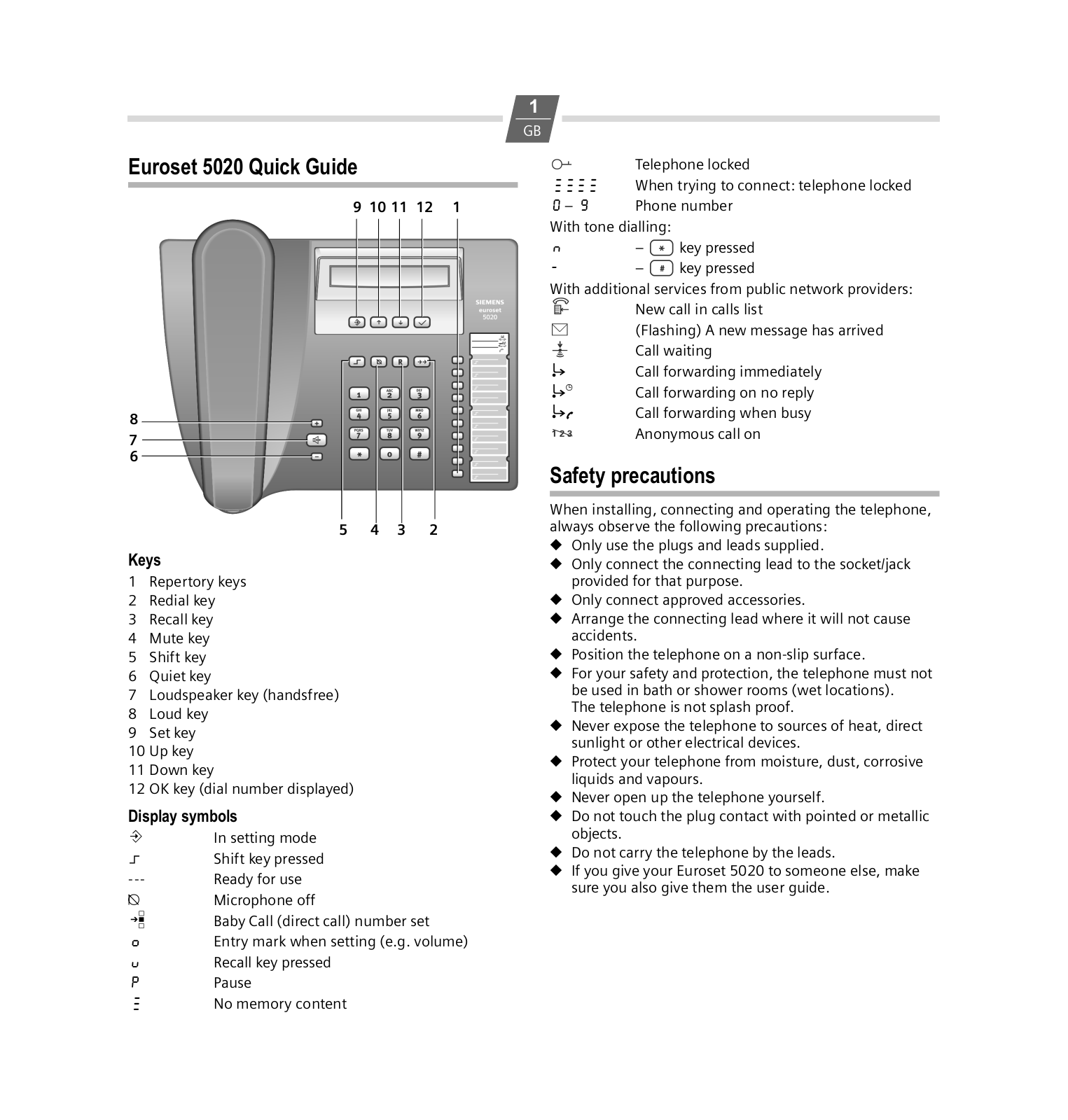 Siemens Gigaset Euroset 5020 User manual