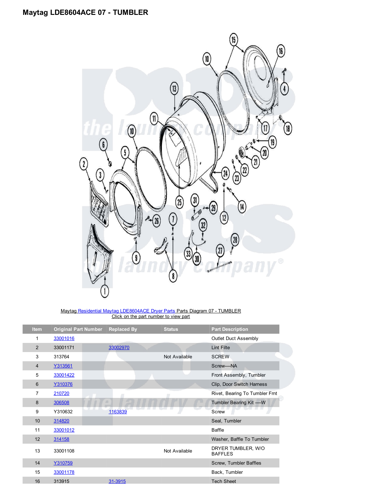 Maytag LDE8604ACE Parts Diagram