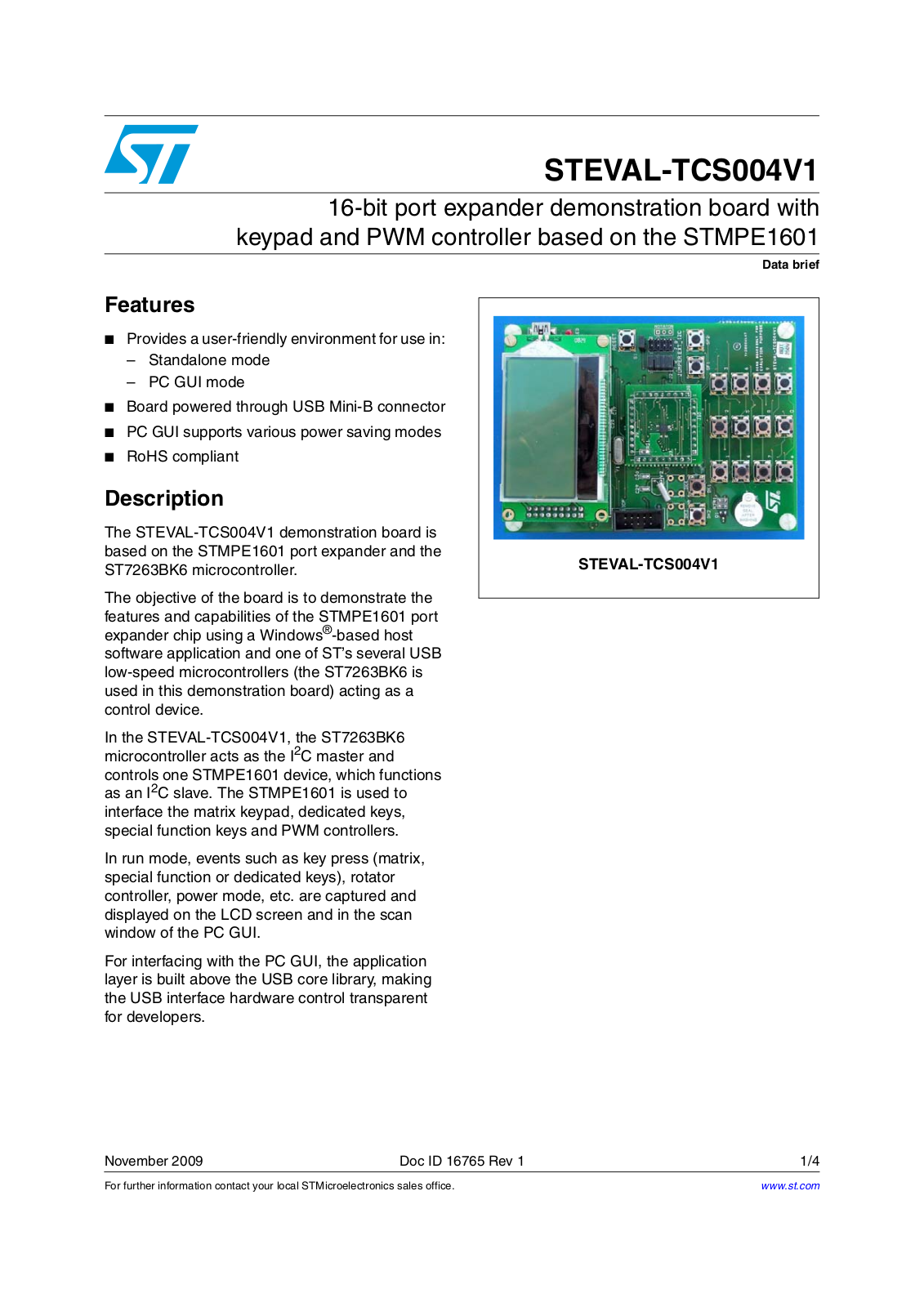 ST TCS004V1 User Manual