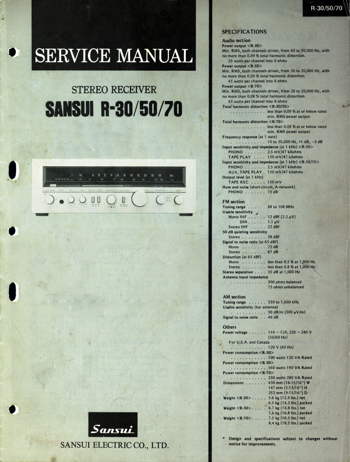 Sansui R-70 Service manual