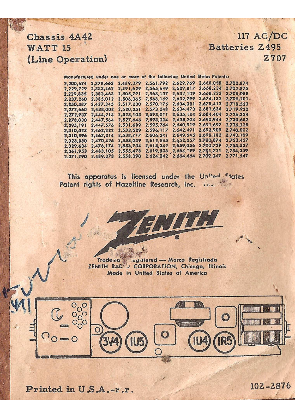 Zenith 4a42 schematic