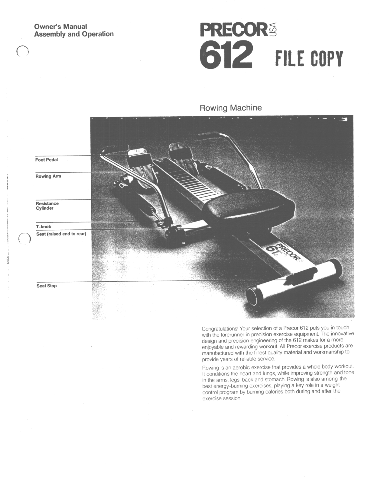 Precor 612 User Manual