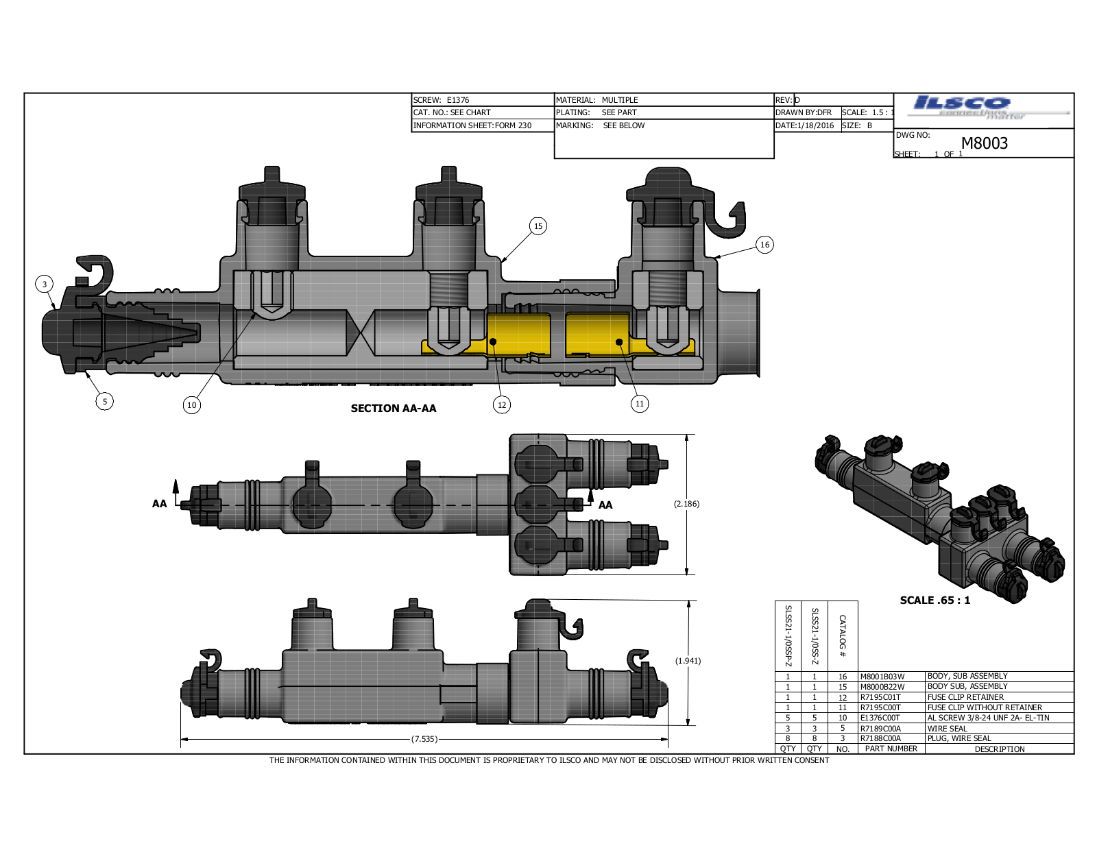 Ilsco SLSS21-1/0SS-Z Data sheet