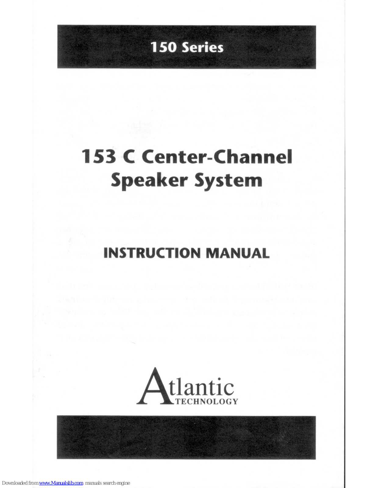 Atlantic Technology 153 C Instruction Manual