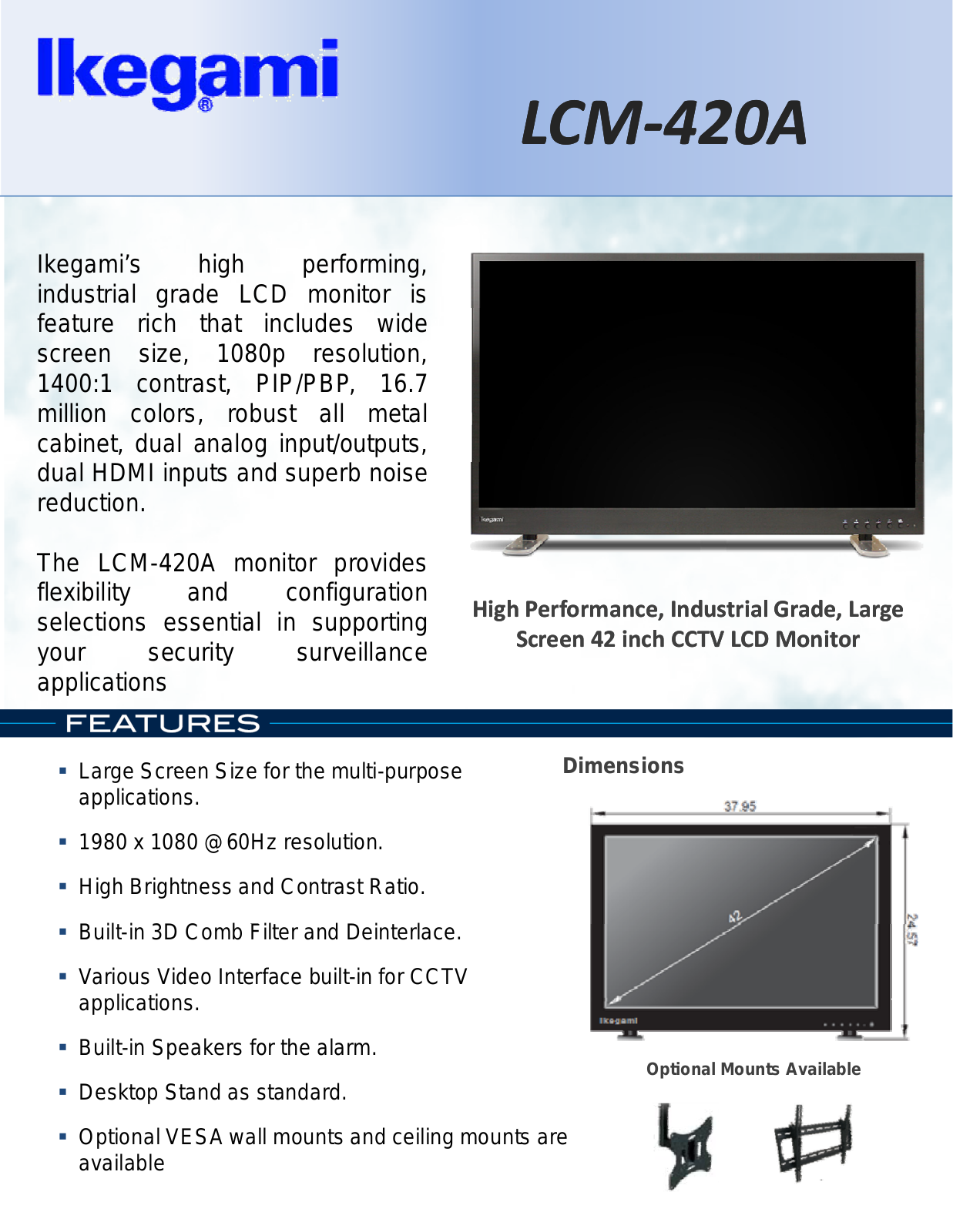 Ikegami LCM-420A Specsheet