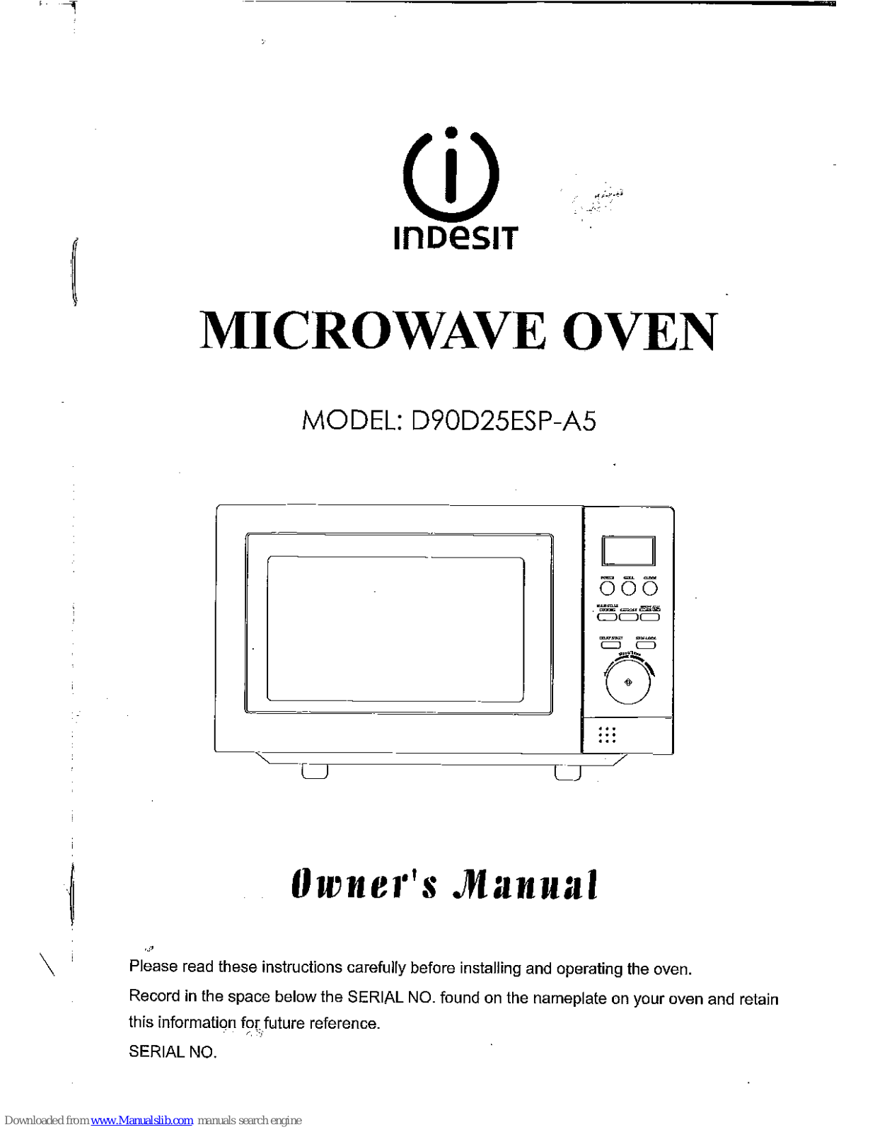 Indesit D90D25ESP-A5 Owner's Manual