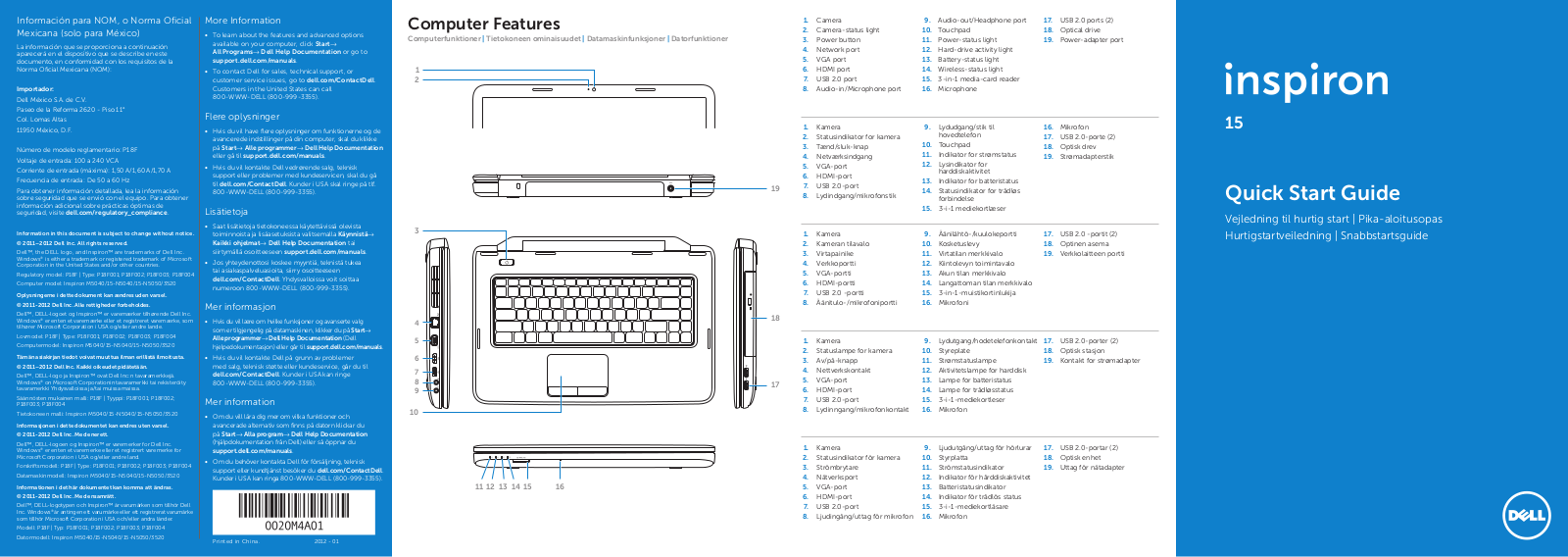 Dell Inspiron 15 N5050 Quick Start Manual