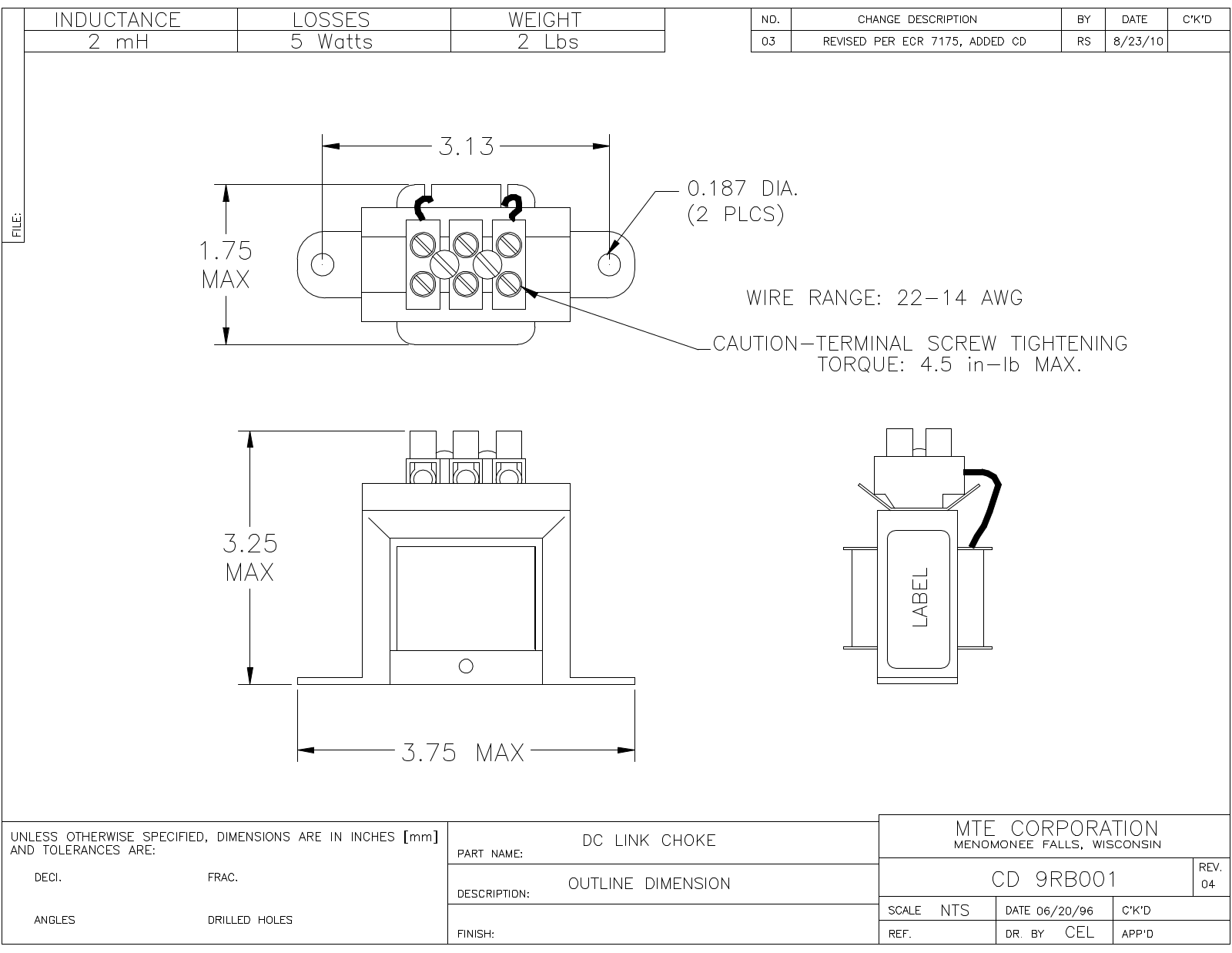 MTE CD 9RB001 CAD Drawings