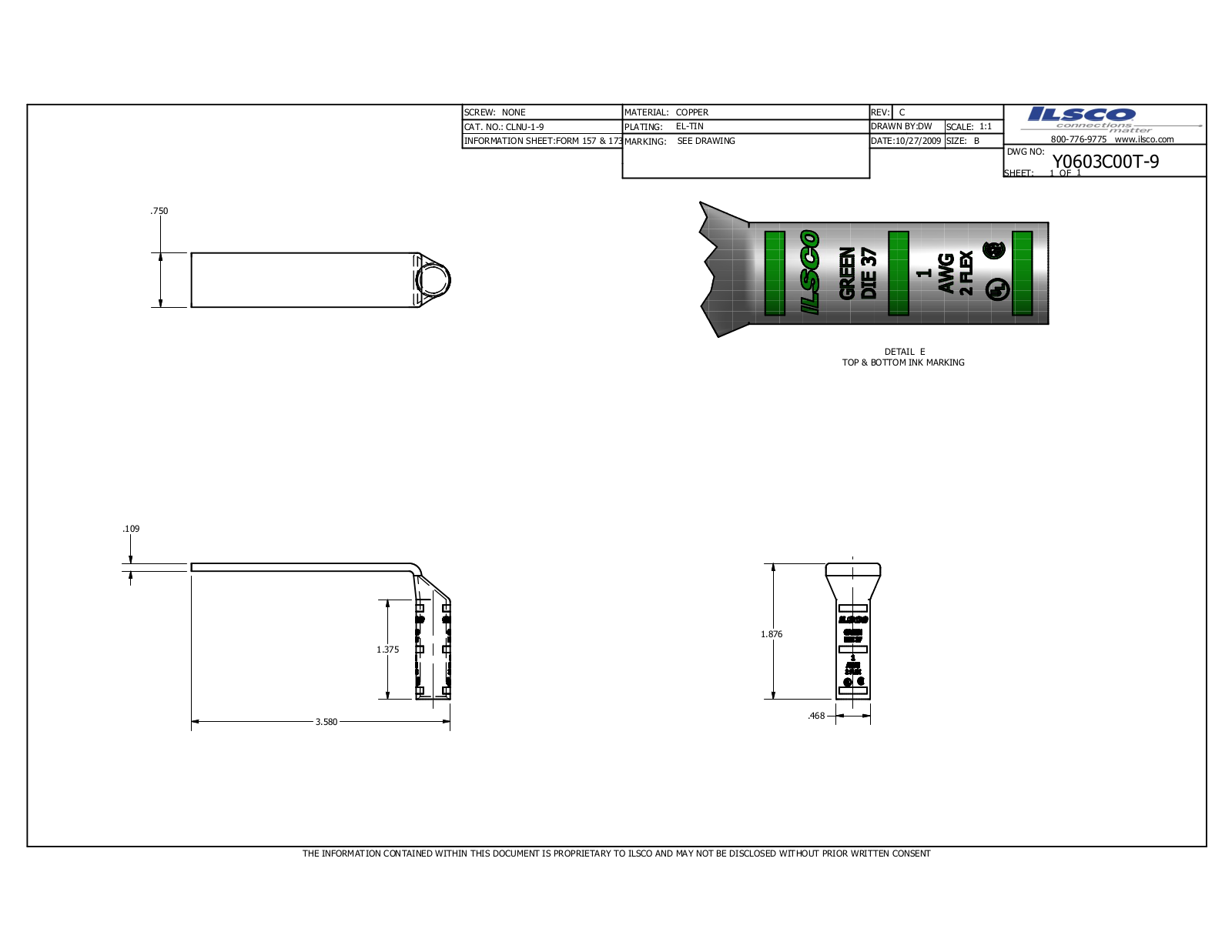 Ilsco CLNU-1-9 Data sheet