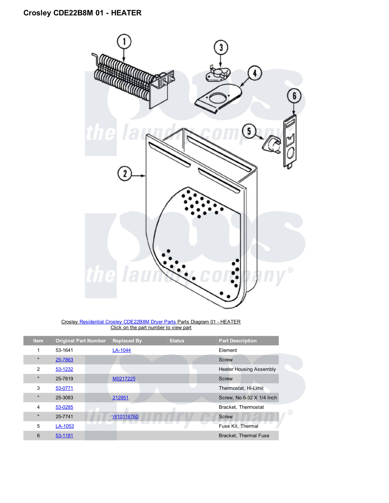 Crosley CDE22B8M Parts Diagram