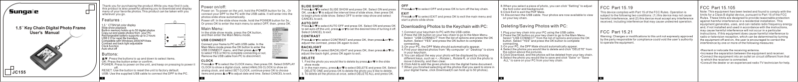 Sungale JC155 User Manual