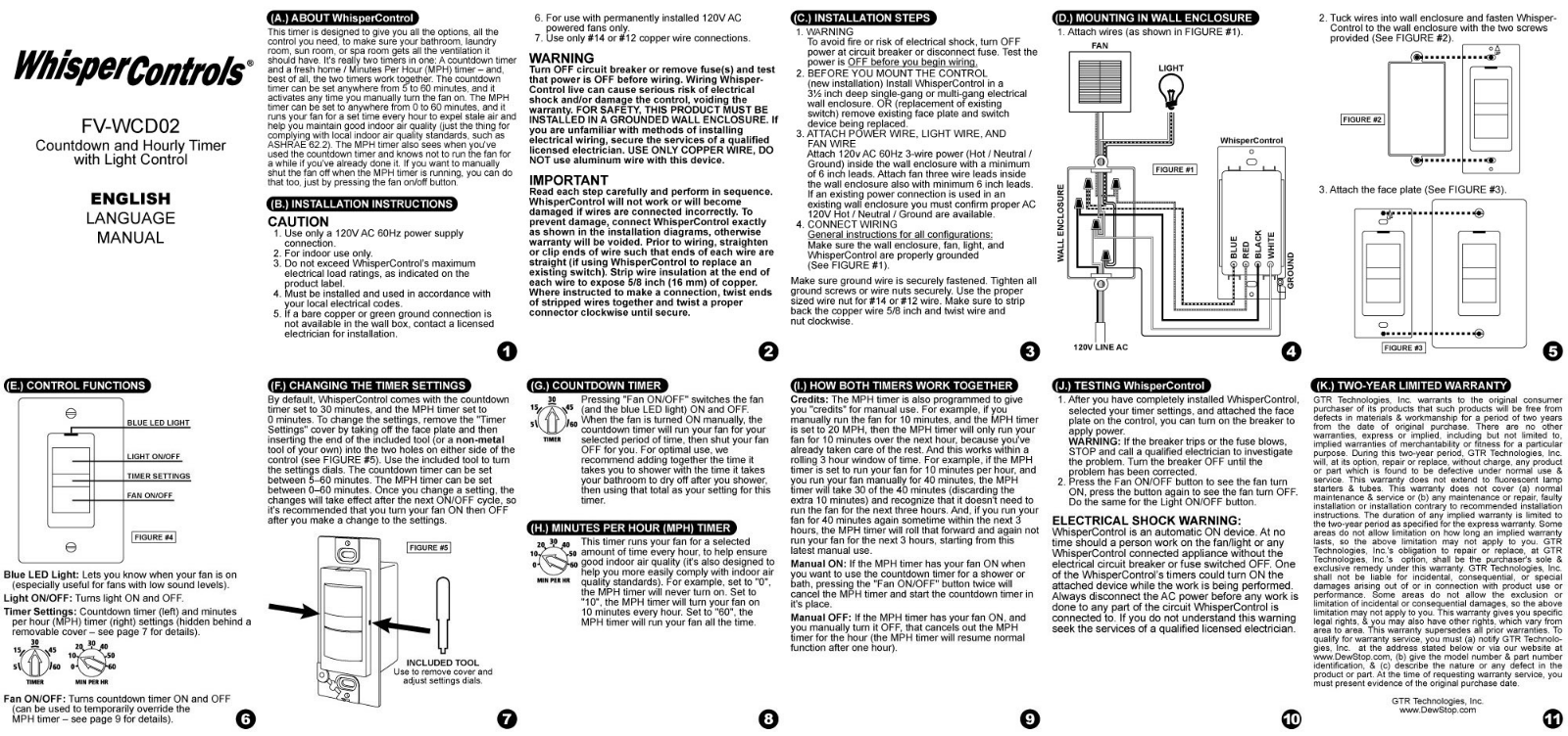 Panasonic FV-WCD02-A, FV-WCDO2-W Instruction Manual