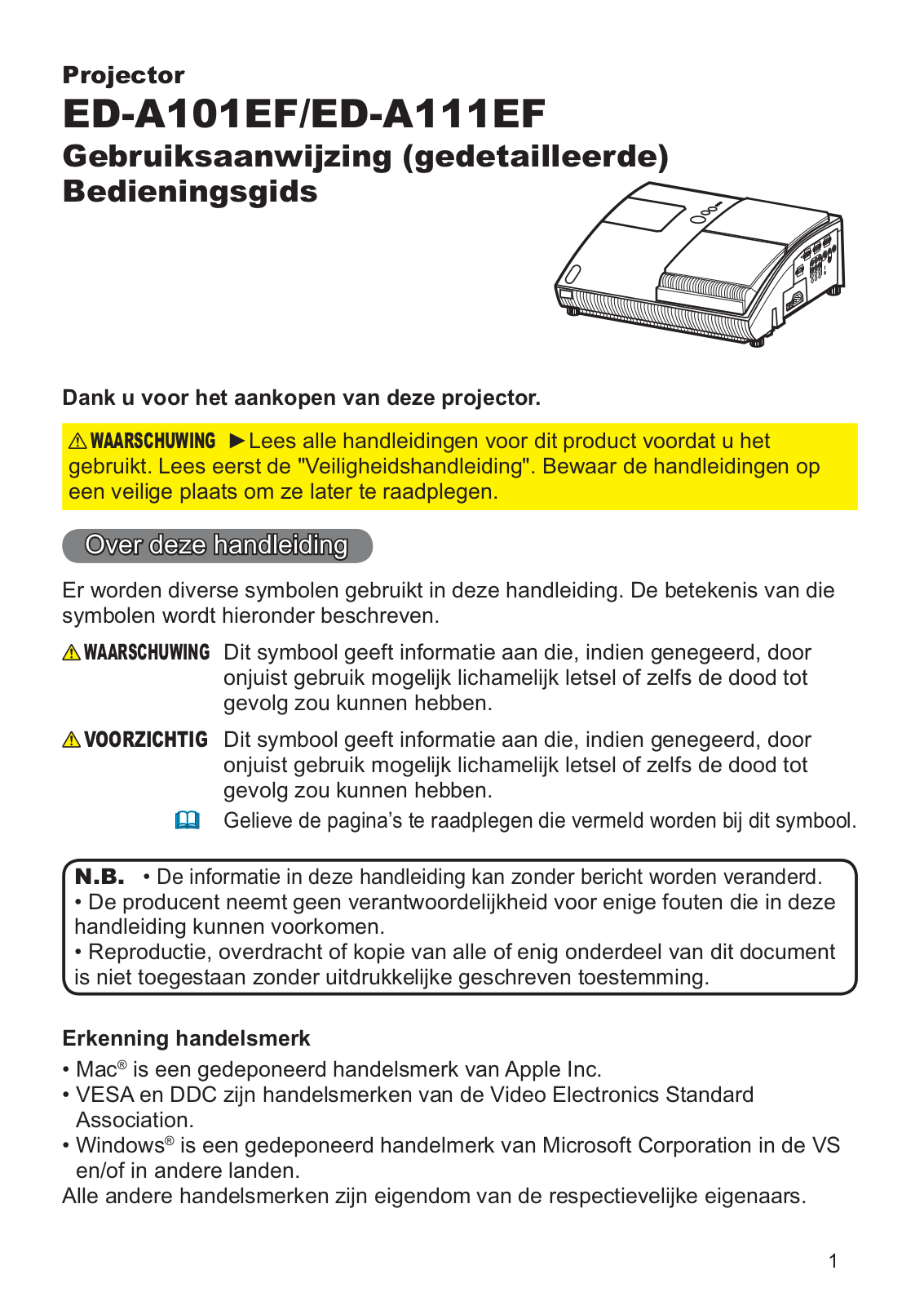 Hitachi ED-A111, ED-A101 User Manual