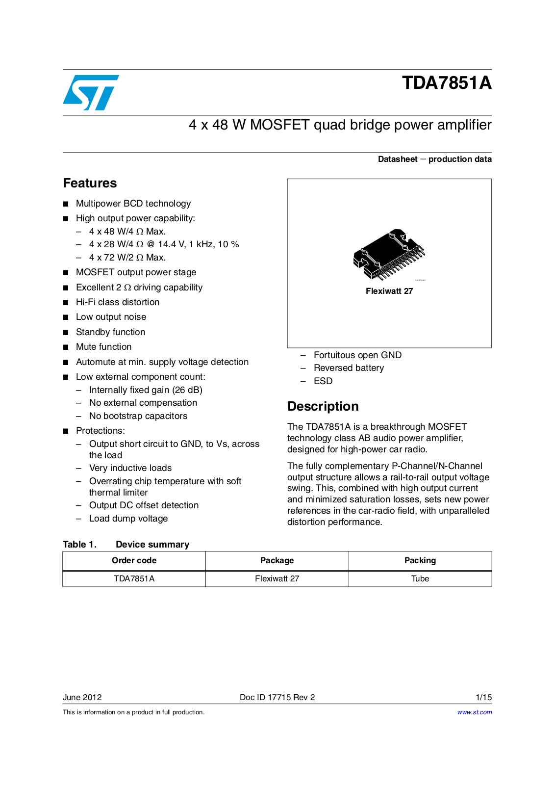 ST TDA7851A User Manual