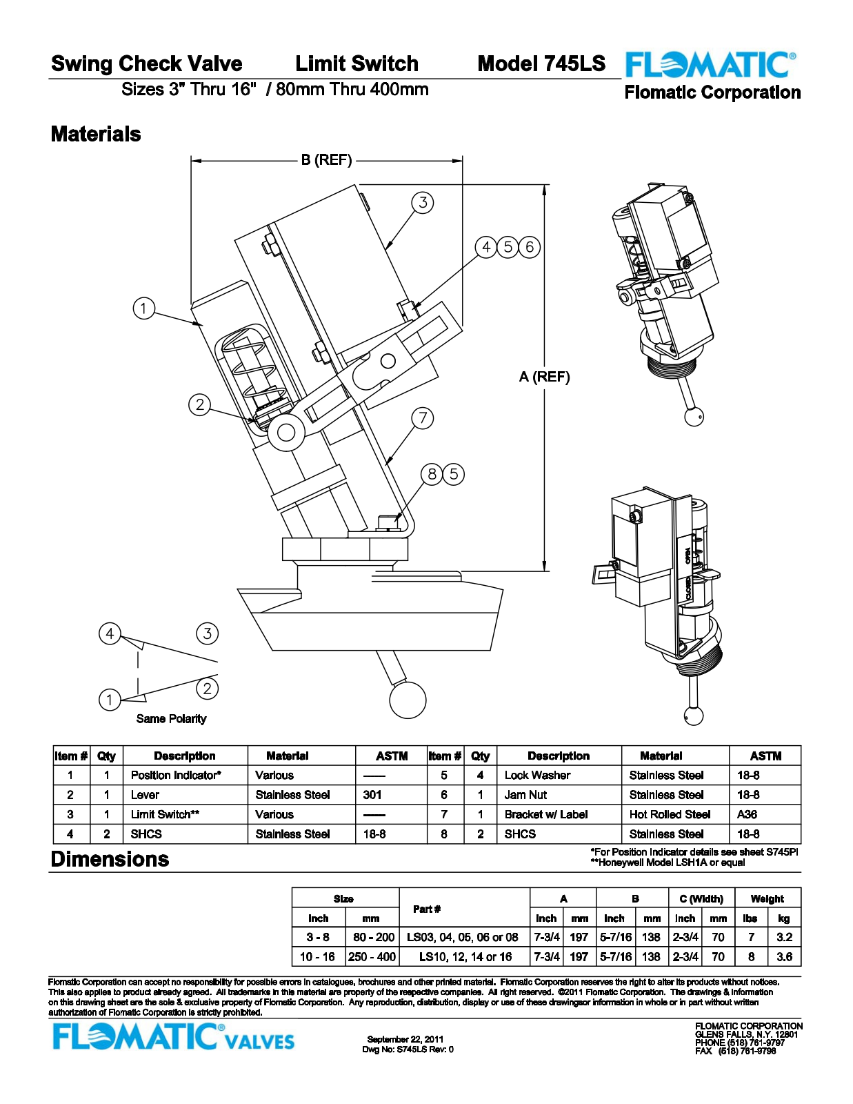 Flomatic 745LS Parts List