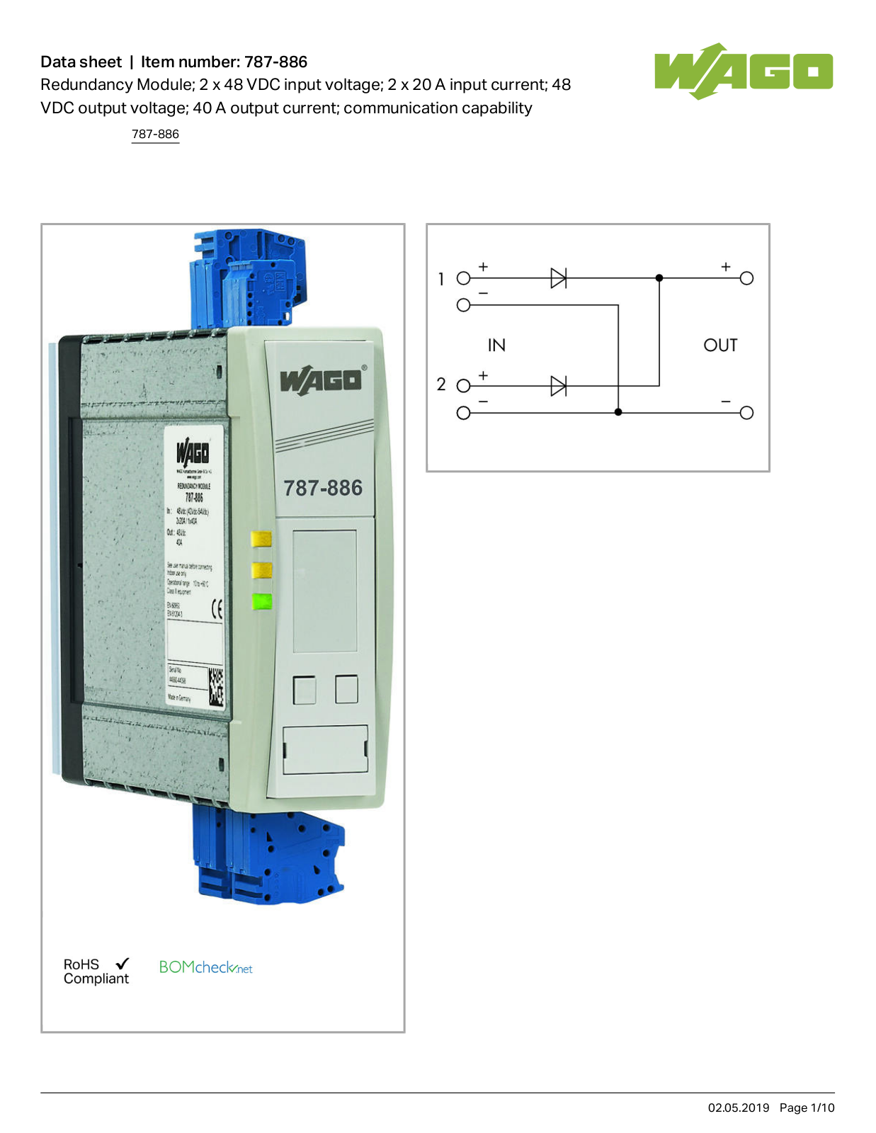 Wago 787-886 Data Sheet