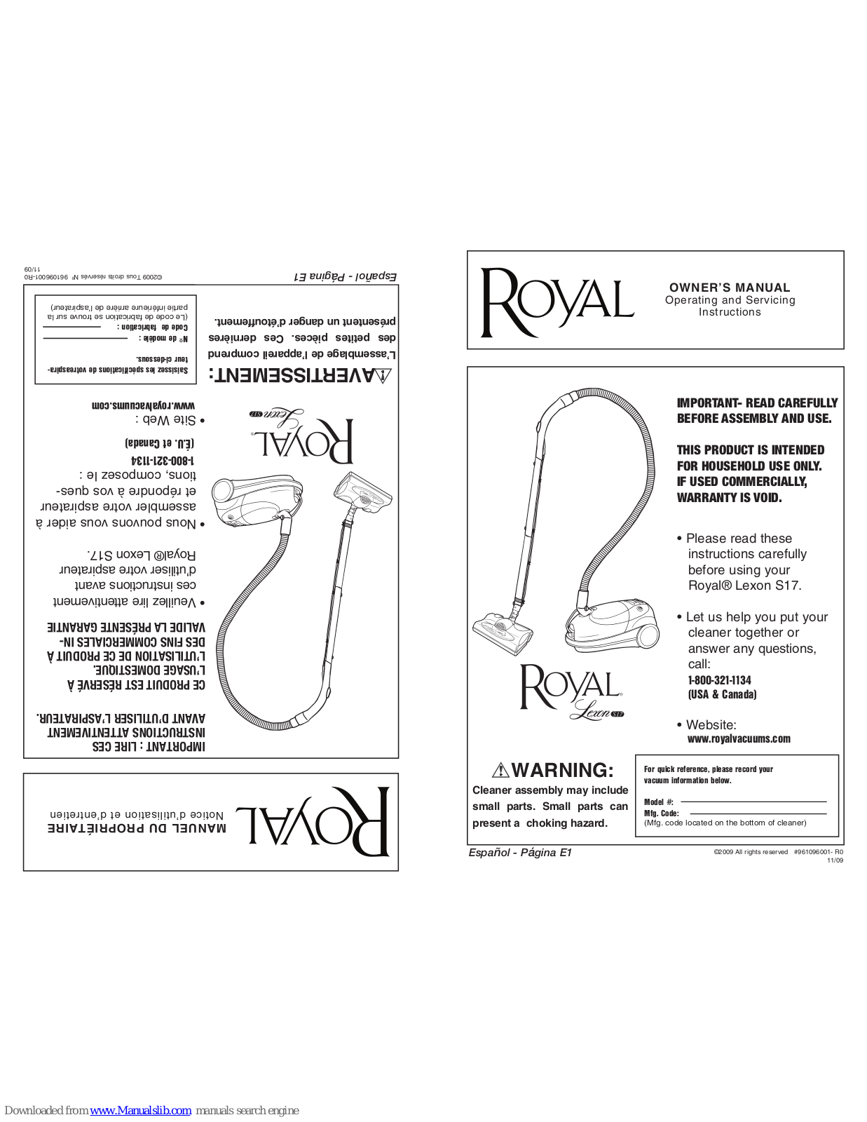 Royal LEXON S17 Owner's Manual