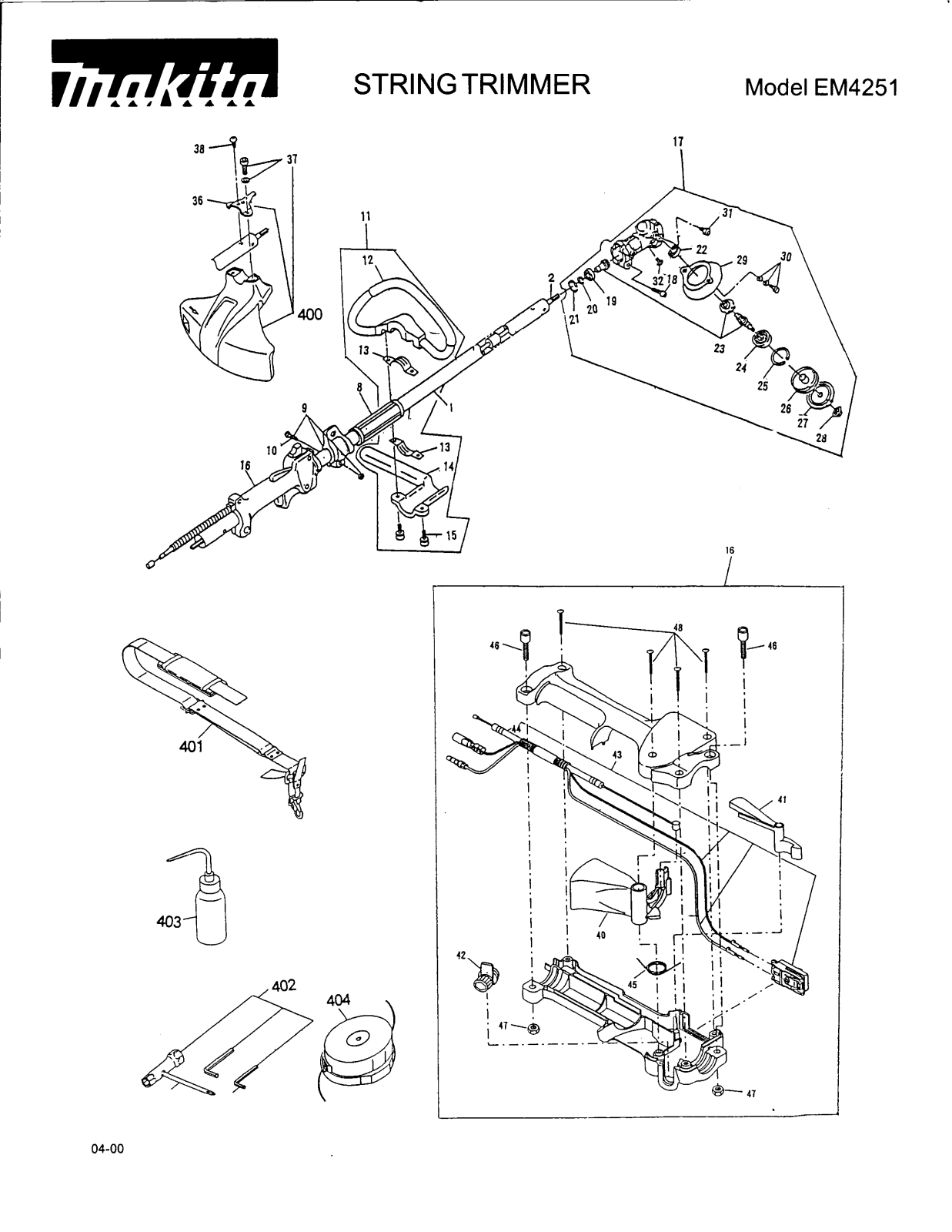 Makita EM4251 REMPLACEMENT PARTS