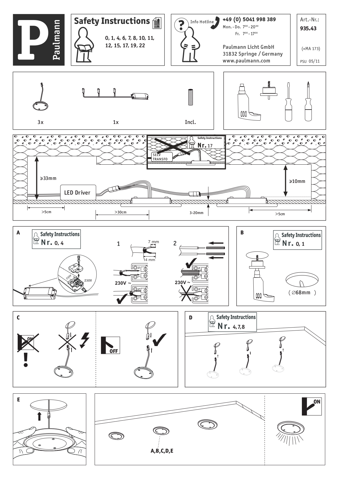 Paulmann 93543 Safety instructions