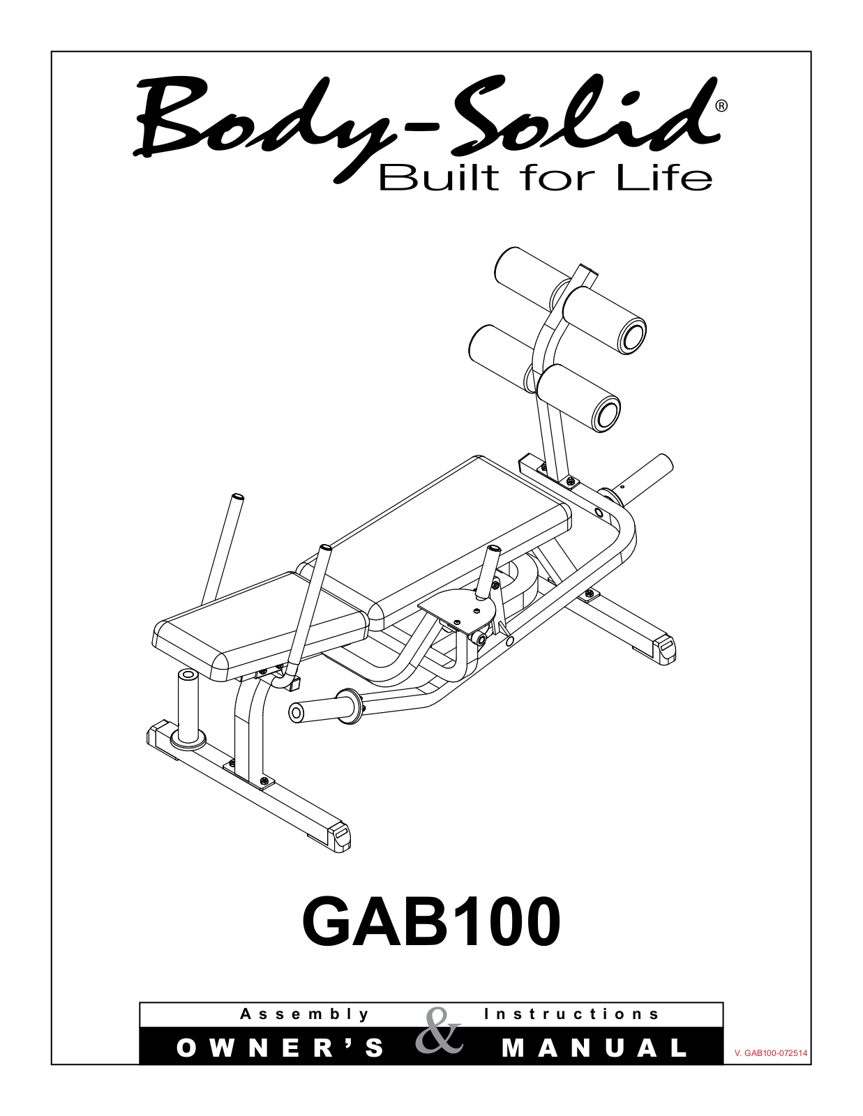 Body Solid GAB100 User Manual