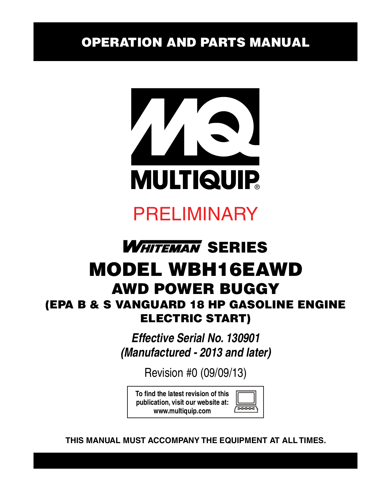 Multiquip WBH16EAWD User Manual