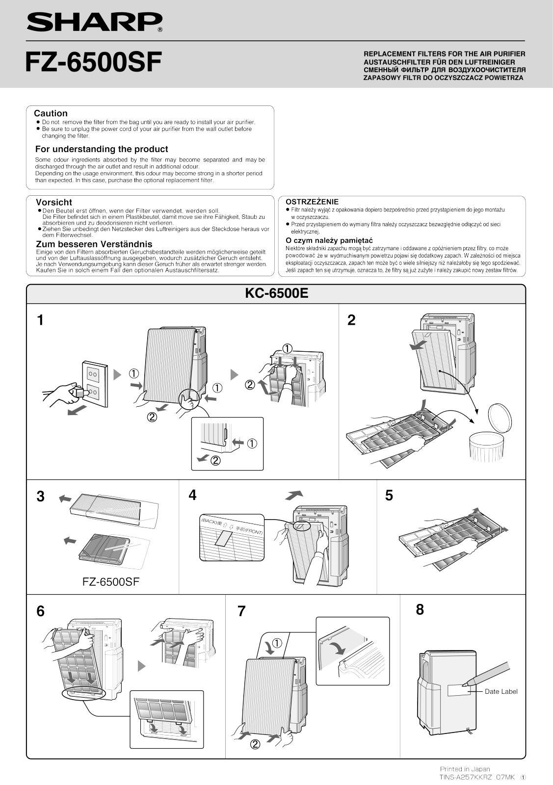 Sharp FZ-6400SF, FZ-6500SF User Manual