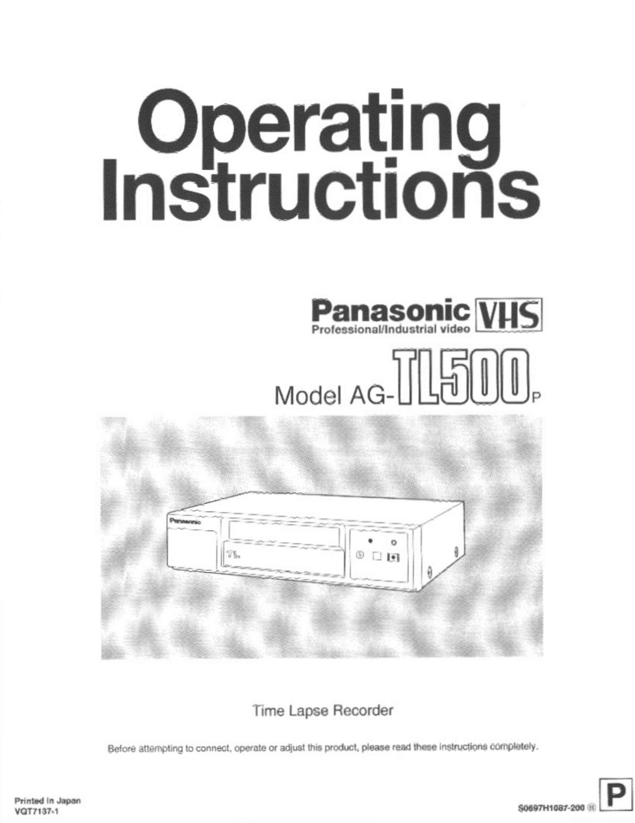 Panasonic AG-TL500 User Manual