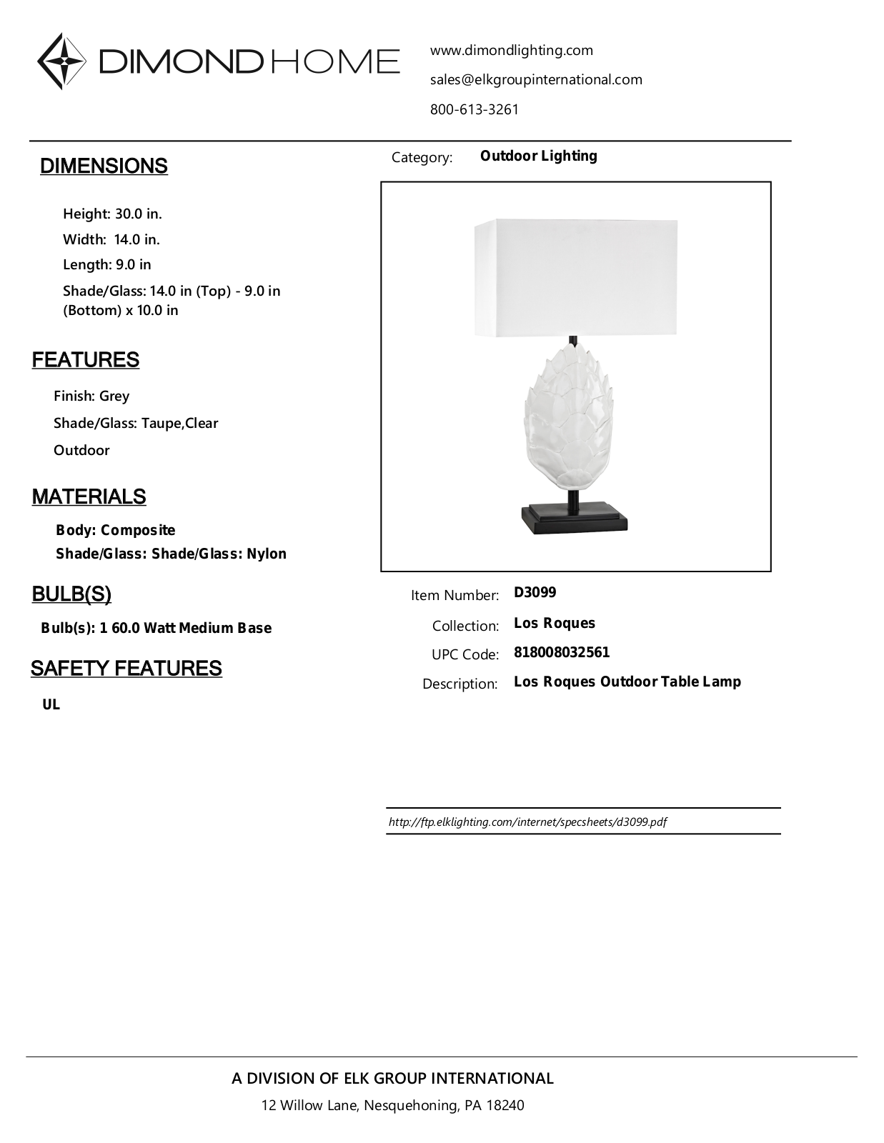 ELK Home D3099 User Manual