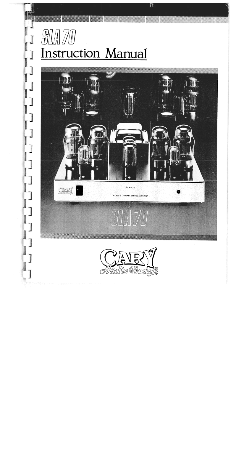 Cary Audio SLA 70 Owner's Manual