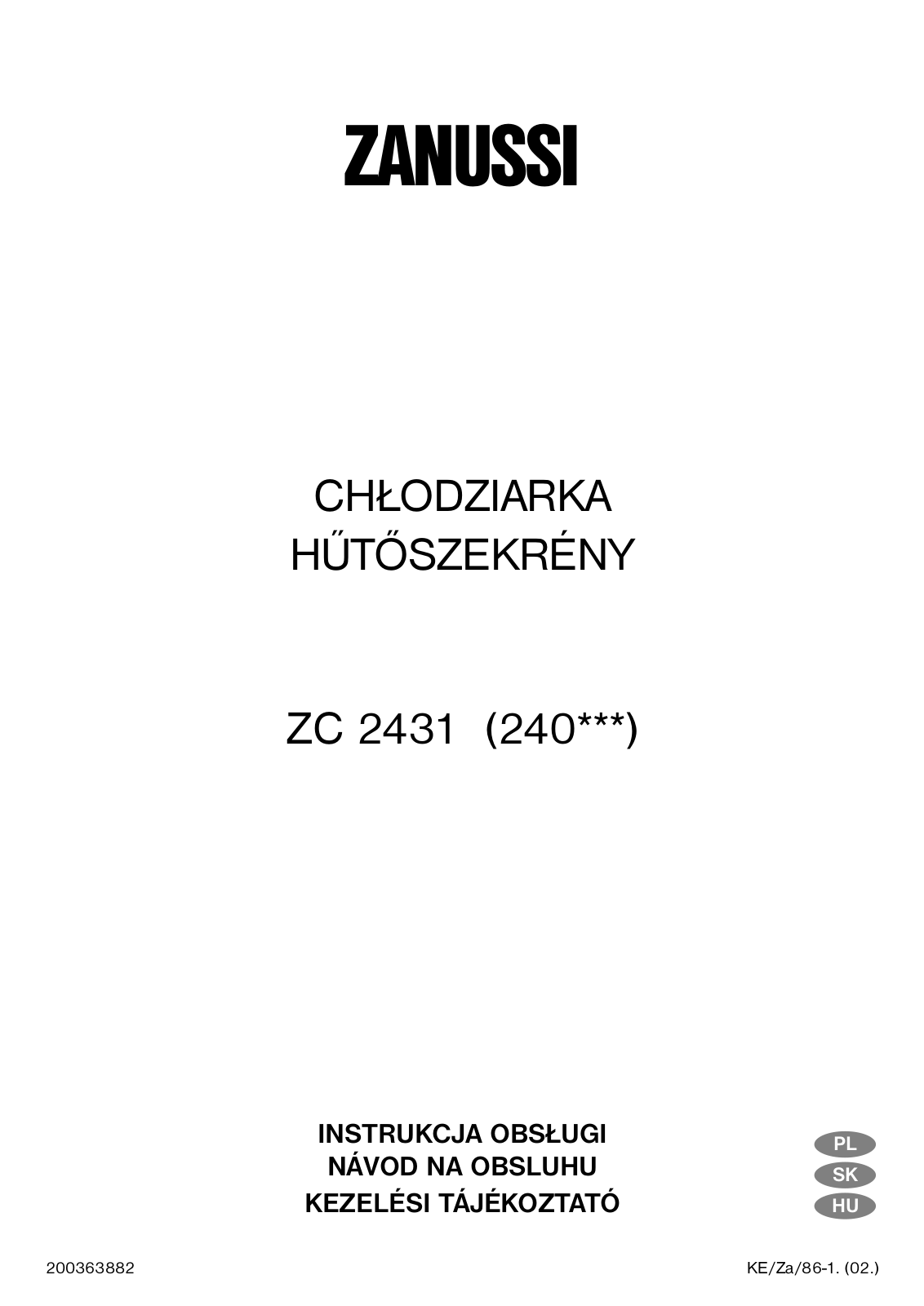 Zanussi ZC 2431 User Manual