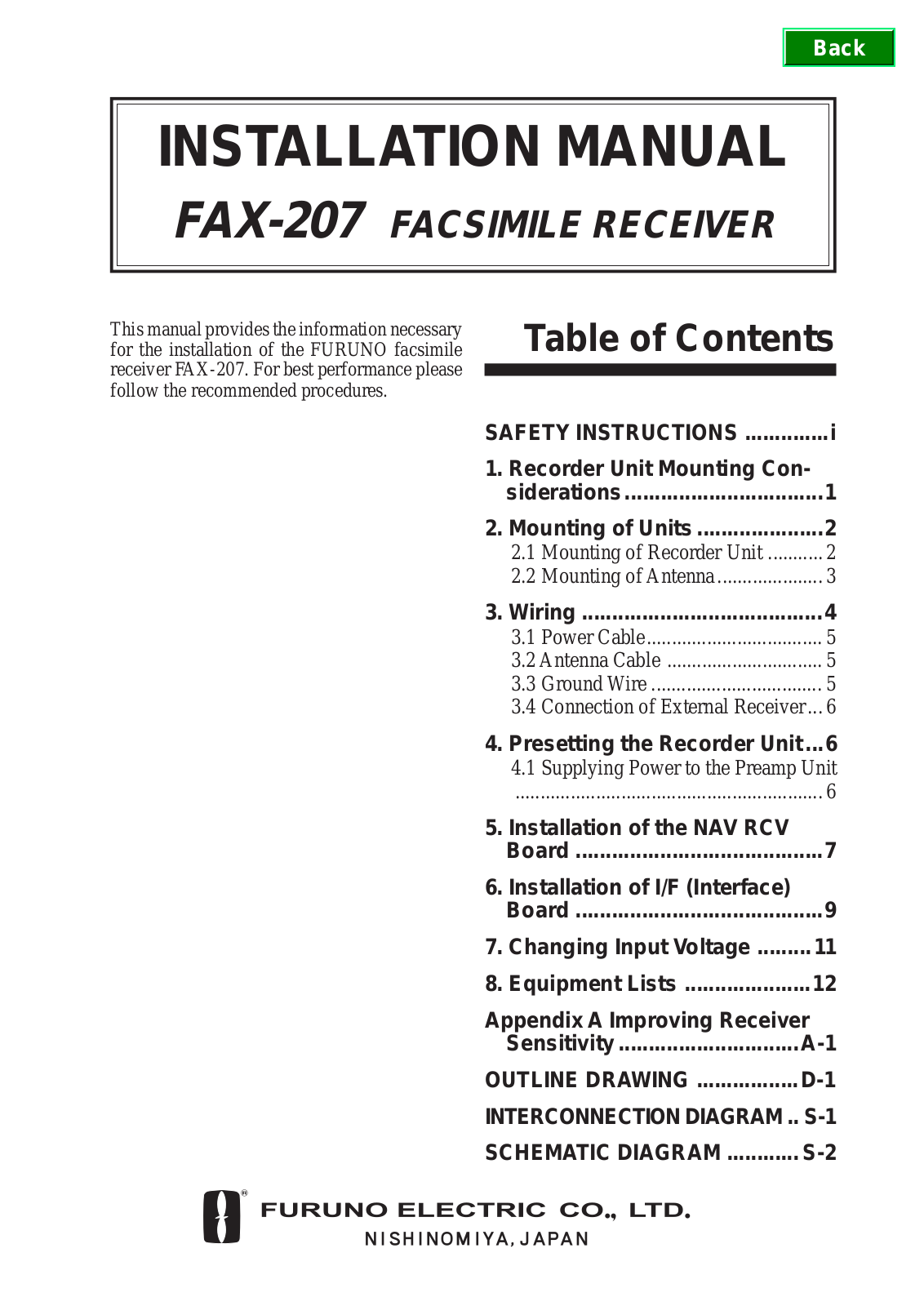 Furuno FAX-207 User Manual